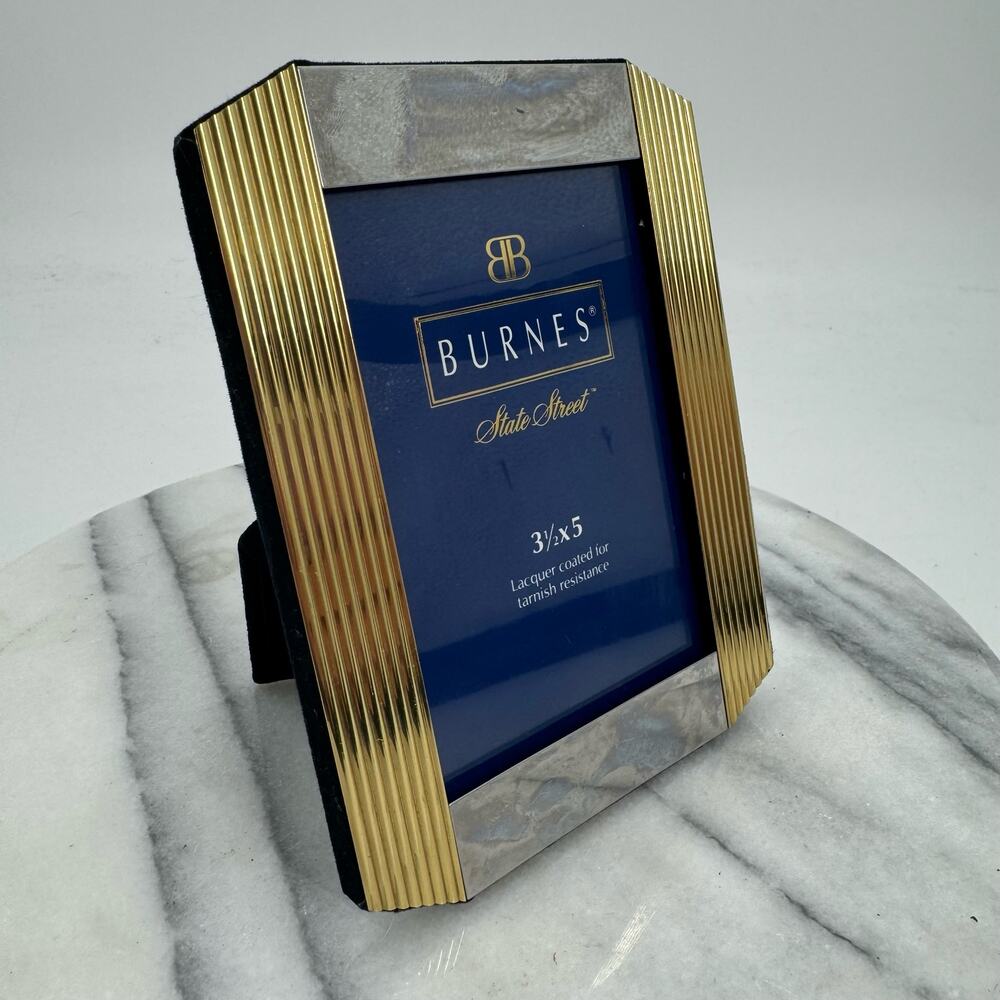 Burnes 3.5 X 5 gold and Silver Ornate Art deco Picture Frame